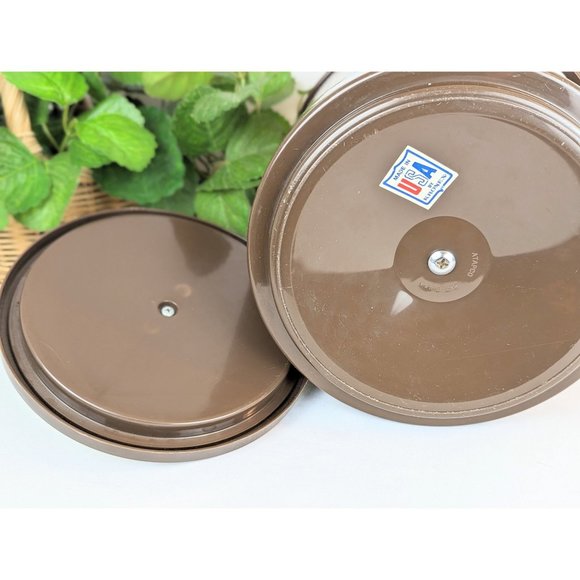 Vintage MCM Vinyl Faux Wood Ice Bucket with Lid Mid Century Barware Wine Chiller - Picture 9 of 9